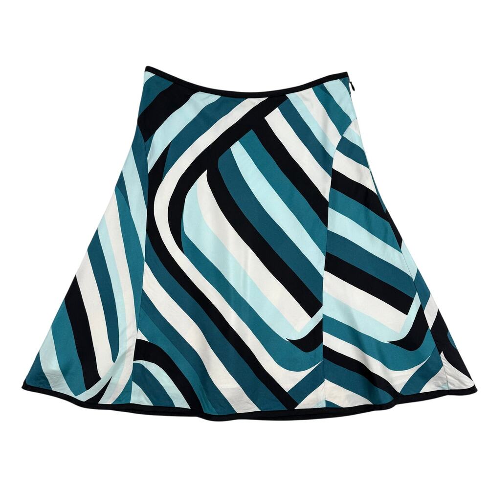 Ann Taylor Petites Silk A-Line Skirt 0P Resort Euro Summer Y2K Teal Green